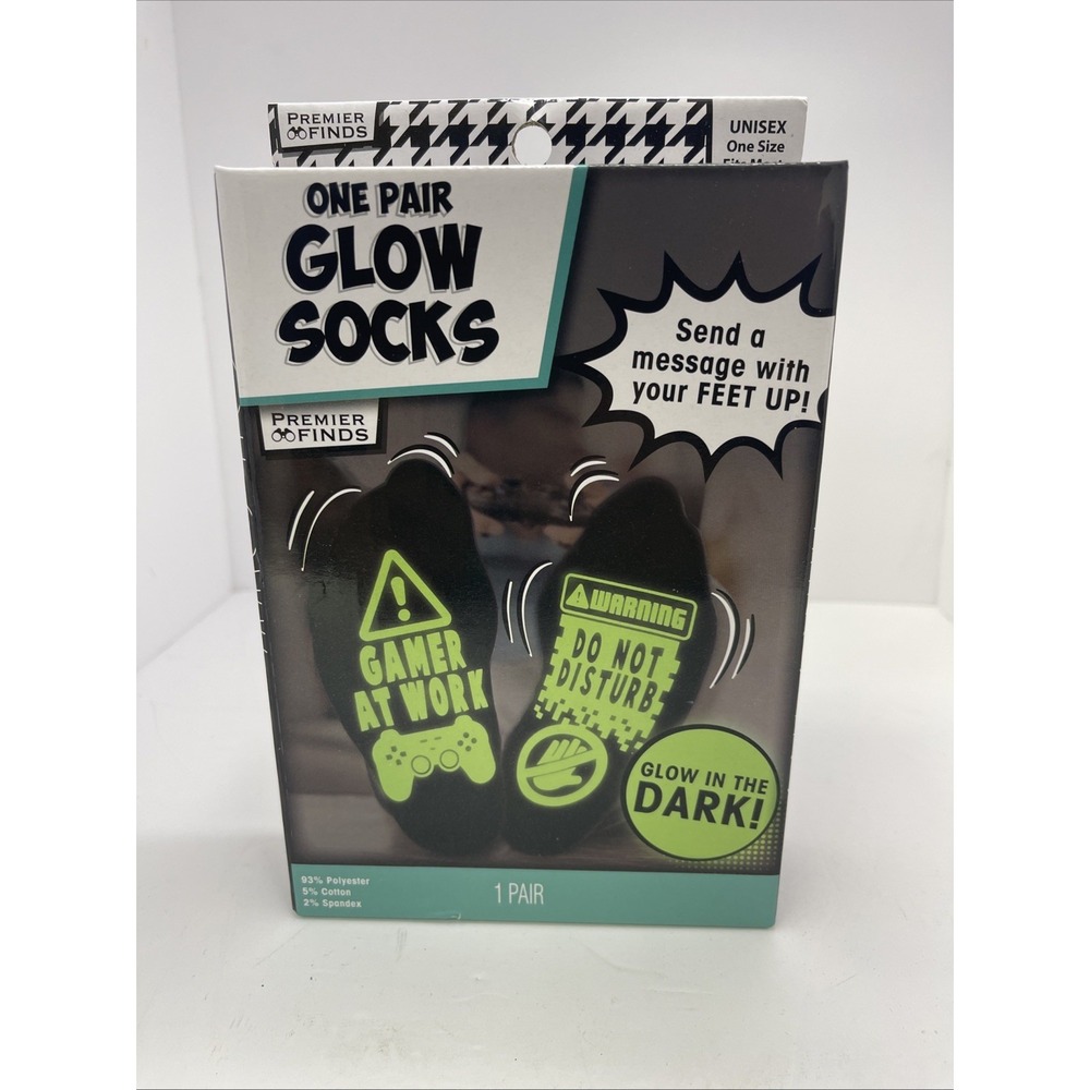 Glow In The Dark Socks 1 Pair 1 Size Fits Most Funny Gag Gift White Elephant